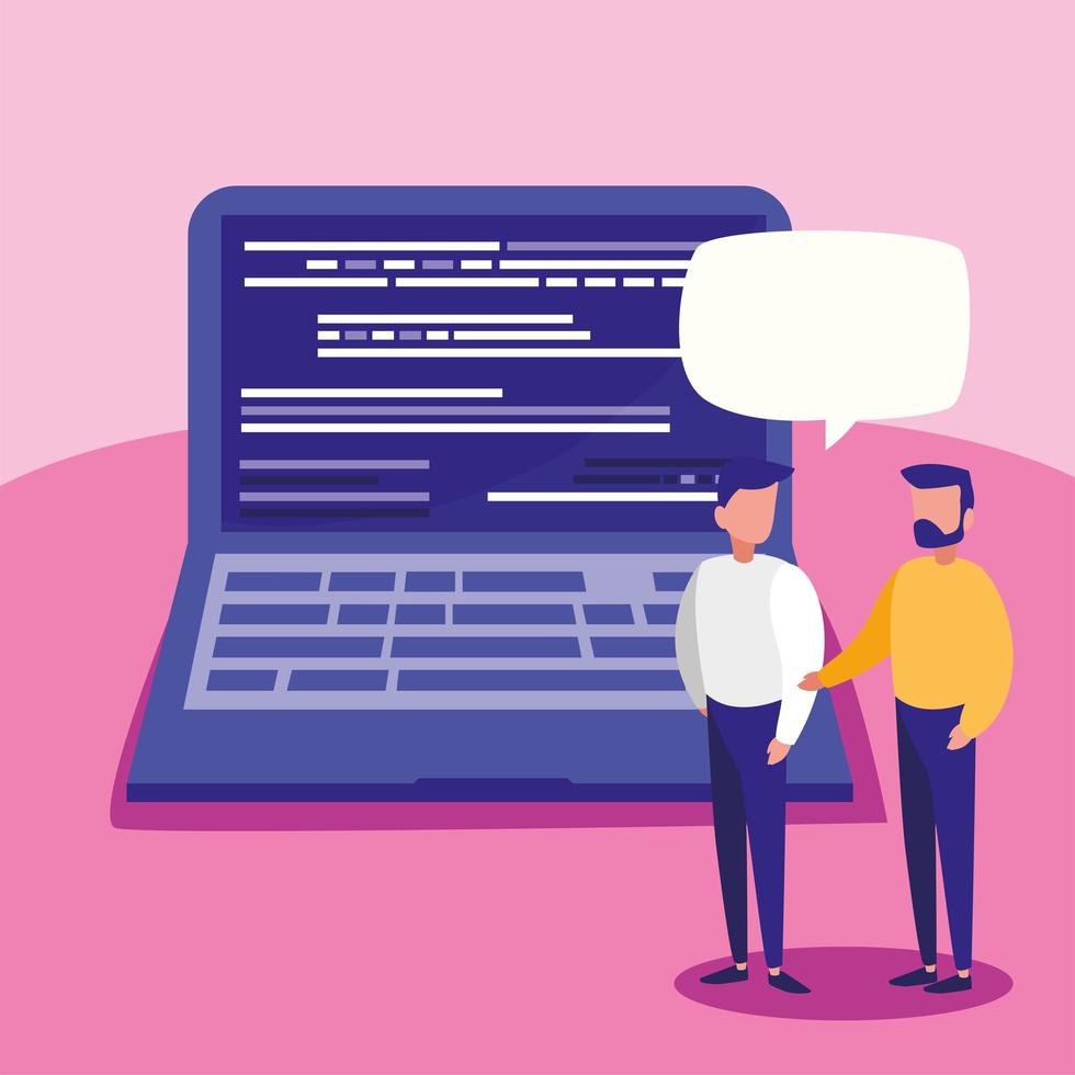 Men with laptop vector design