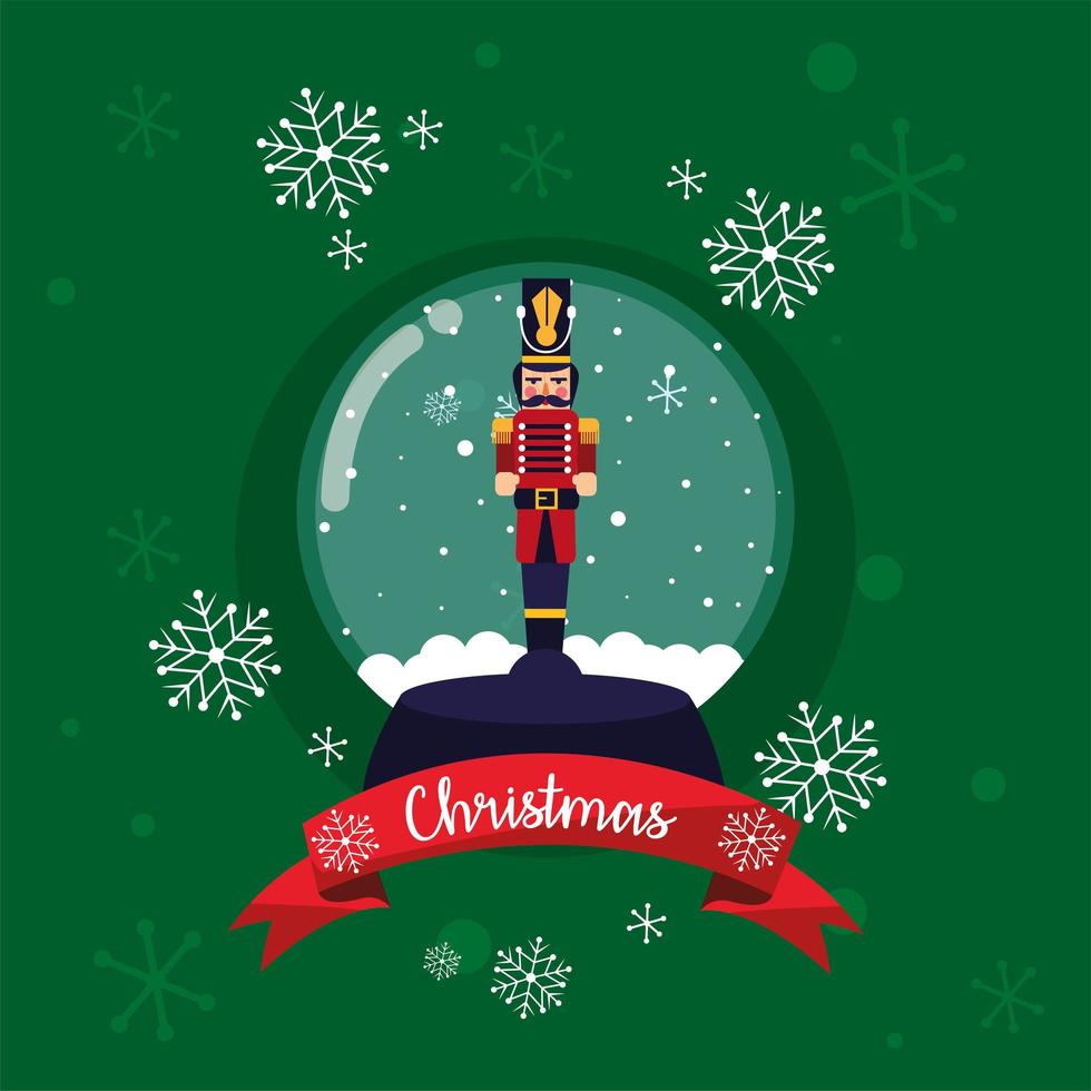 Merry christmas nutcracker inside sphere vector design