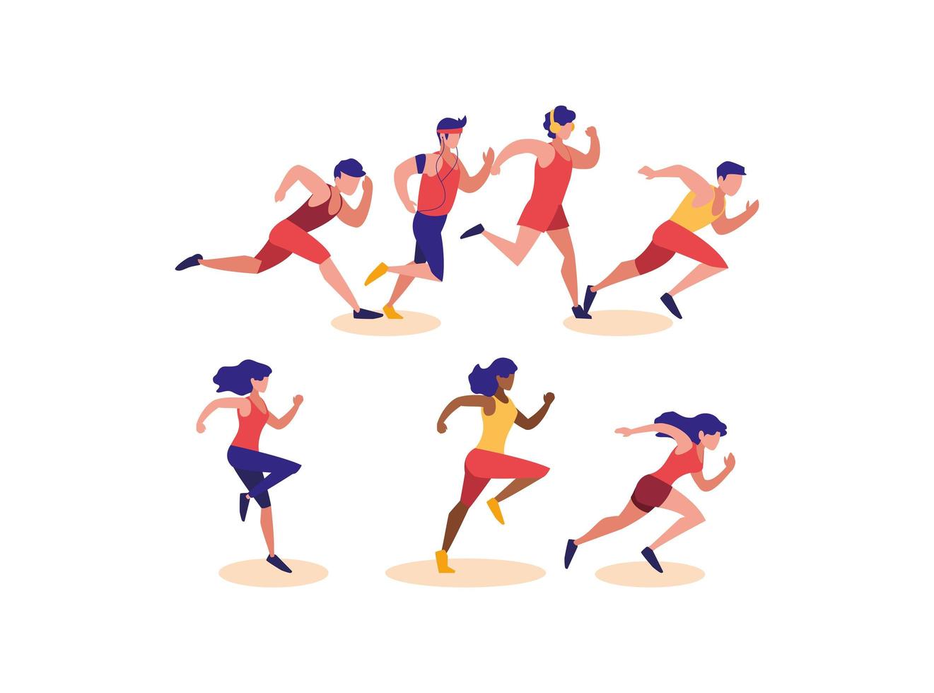 Women and men running vector design