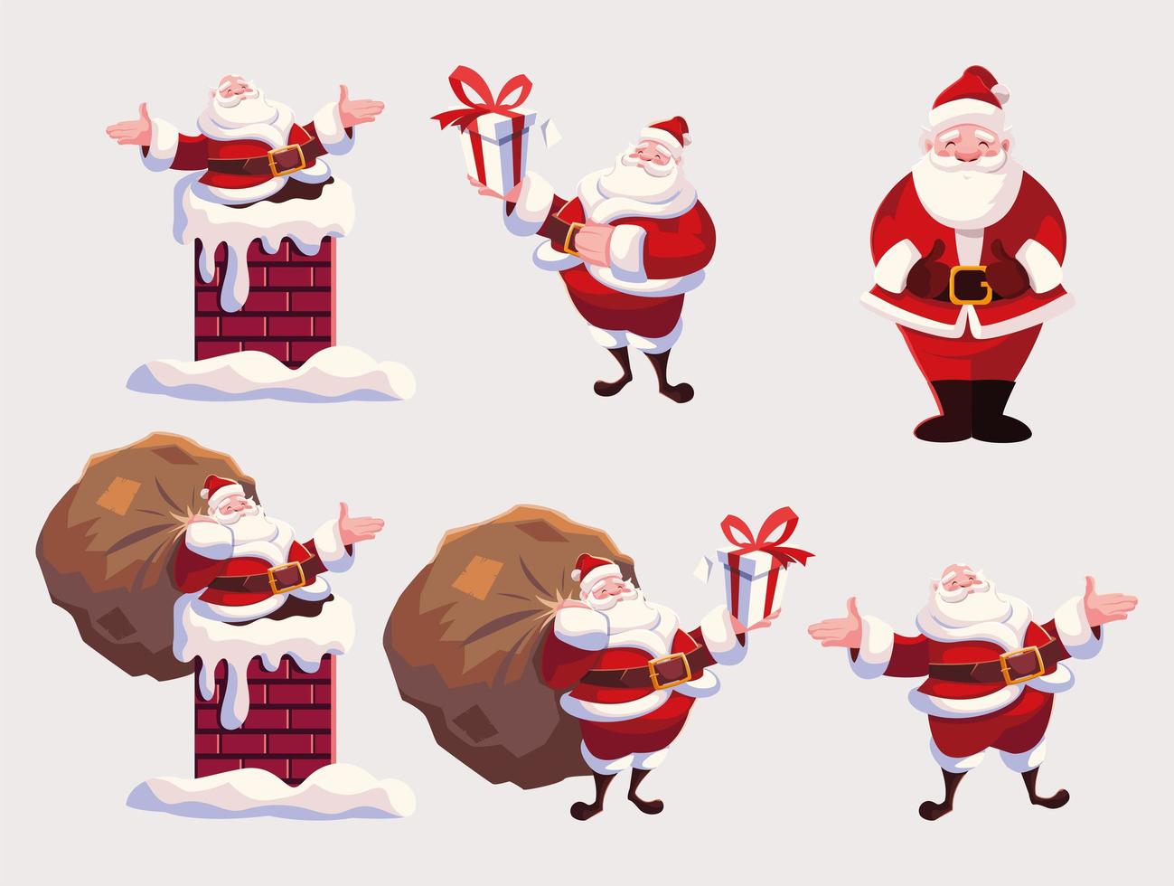 set of icons santa claus in different positions vector