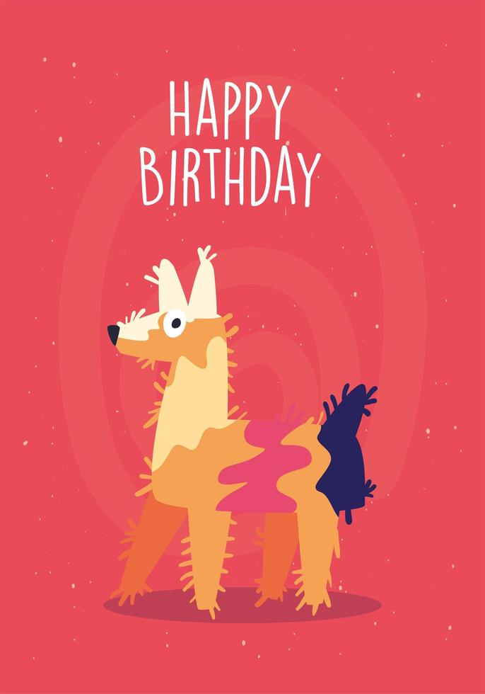 llama cartoon and happy birthday vector design