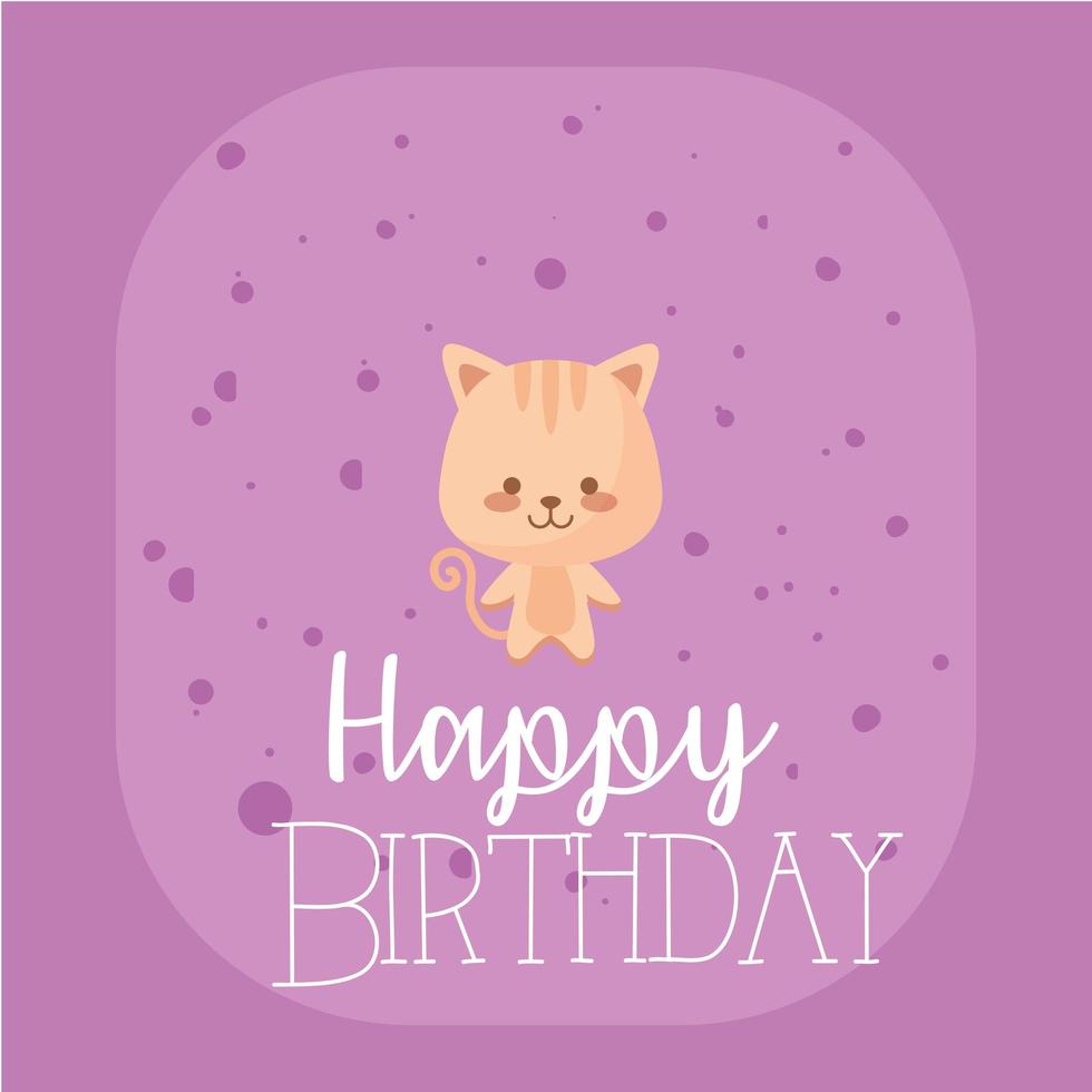 cat cartoon and happy birthday vector design