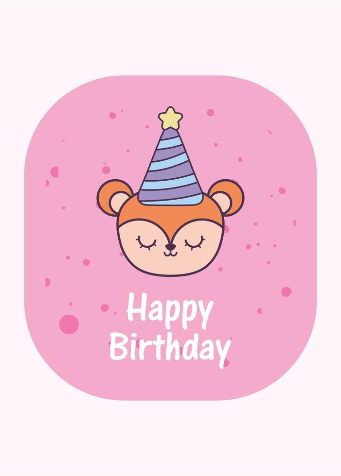 squirrel cartoon and happy birthday with hat vector design