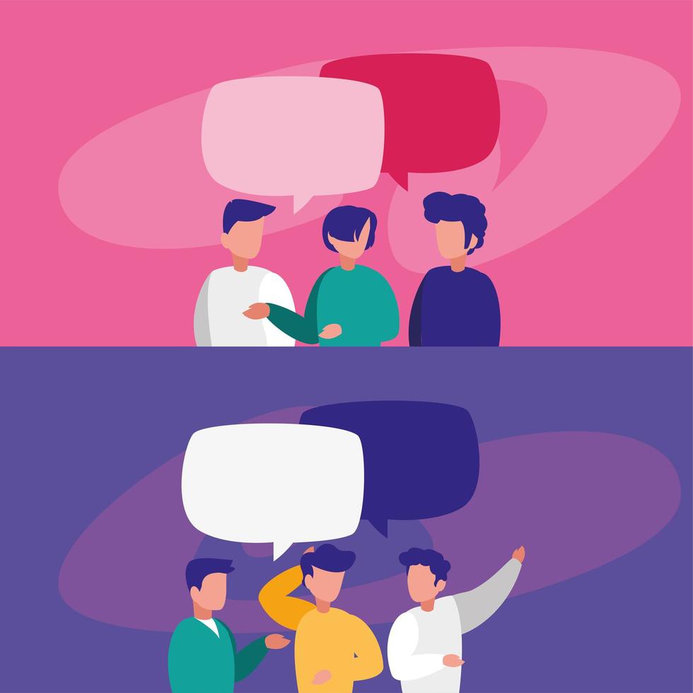 Men with communication bubbles vector design