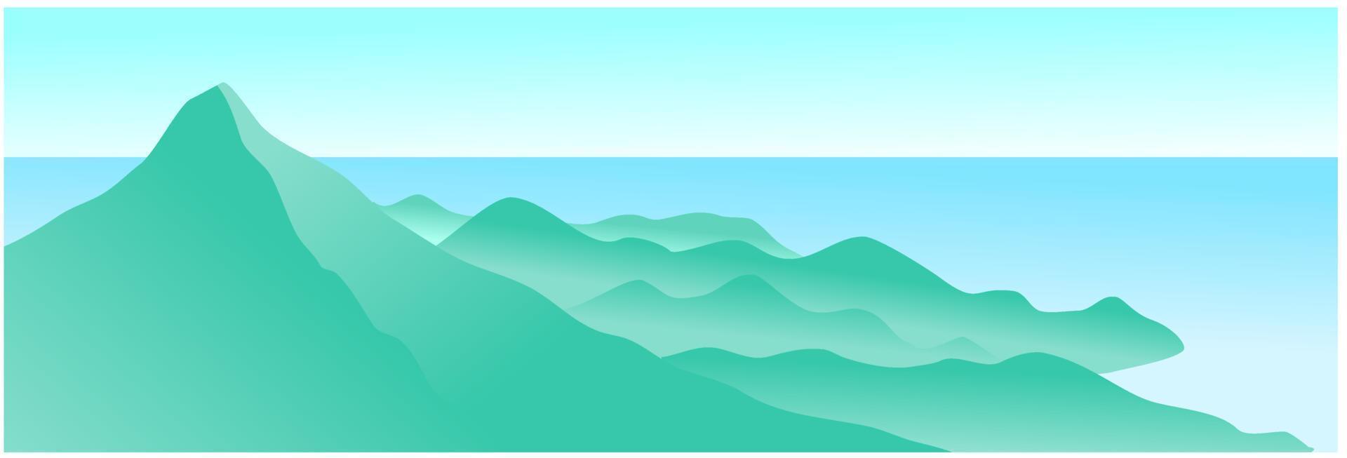 vector mountain ridges, sky and ocean