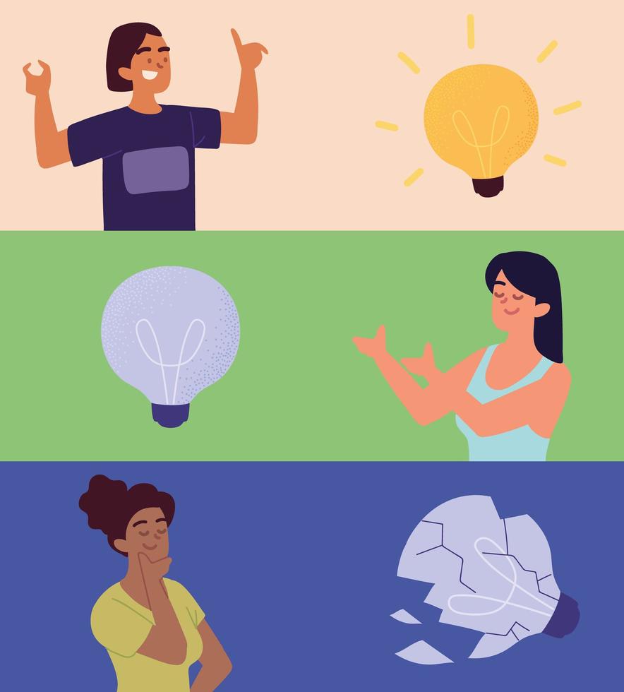 people bulbs idea vector