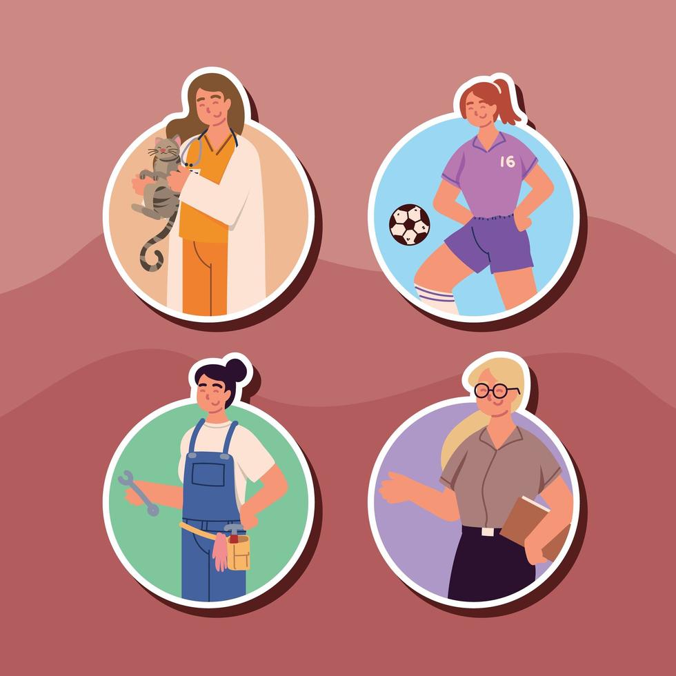 set of women workers vector