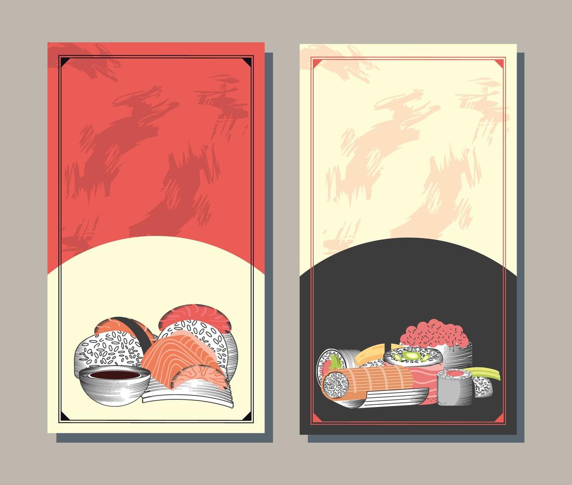 Banners de menú de sushi vector