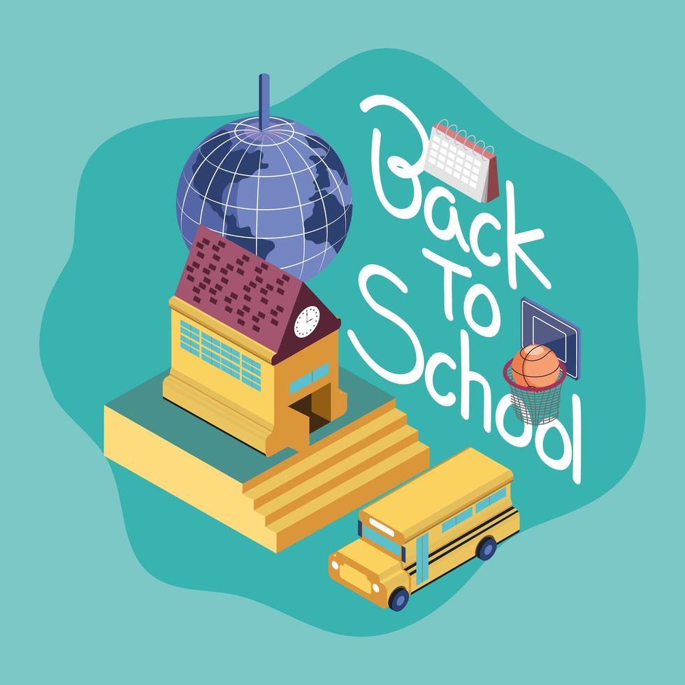 back to school, isometric vector