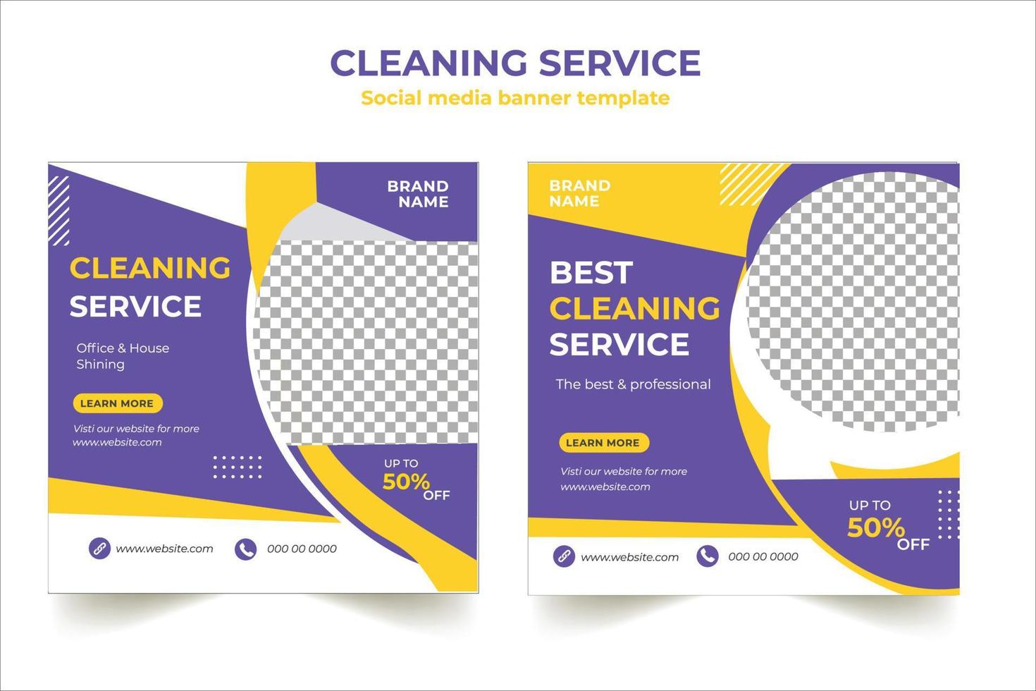 Cleaning service social media template vector
