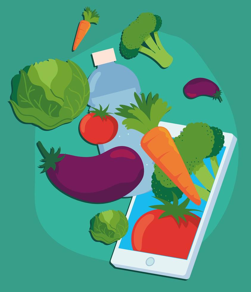 smartphone on healthy food vector