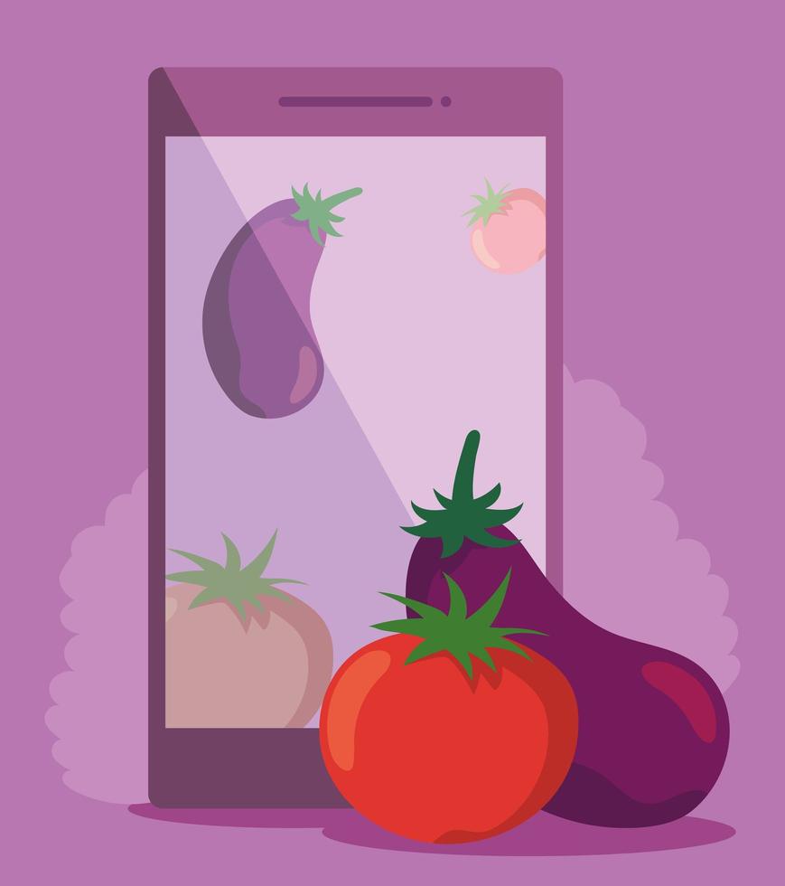 phone and healthy food vector