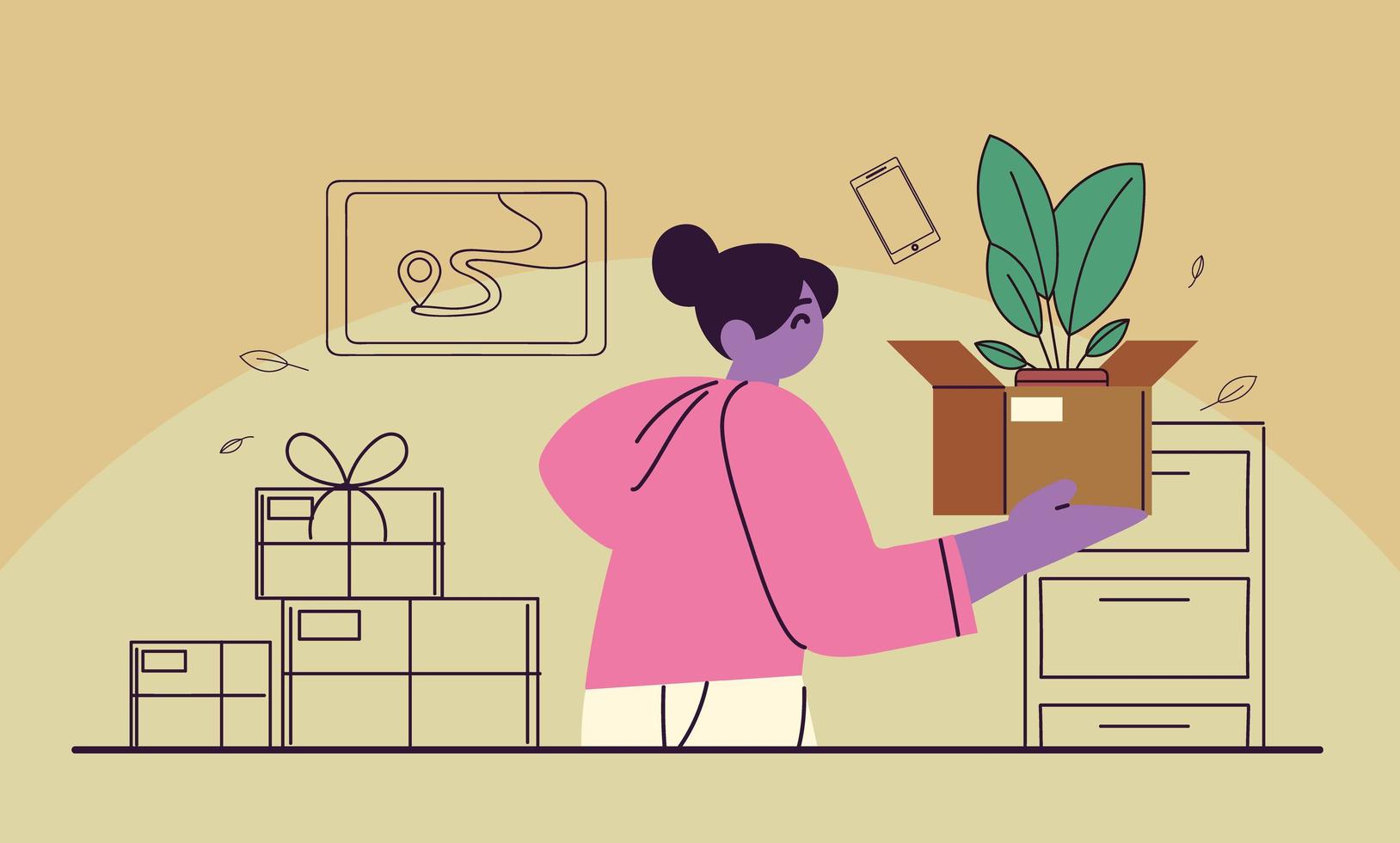 girl online shopping vector