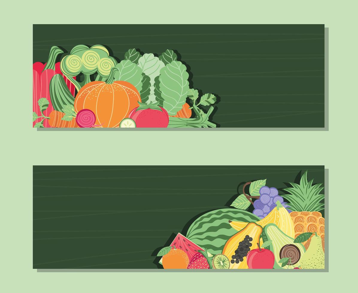 vegetables and fruits banner vector