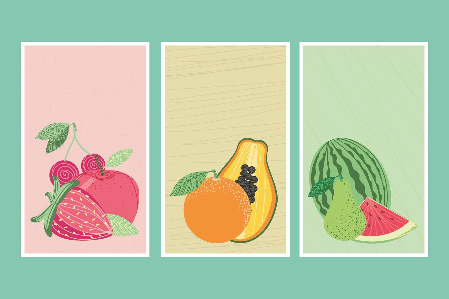 fruits nutrition cards vector