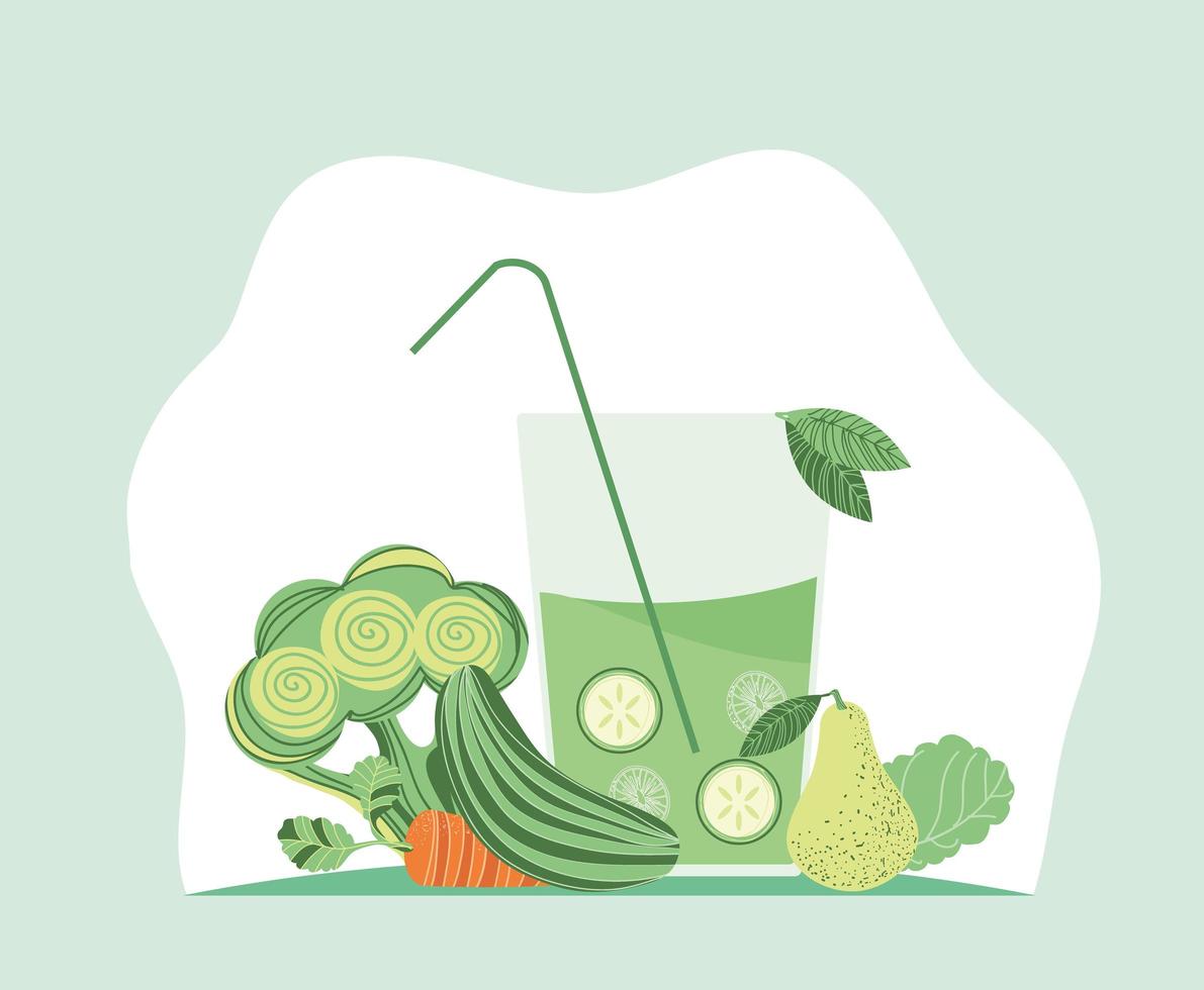 healthy juice with vegetables vector