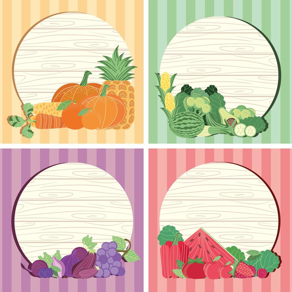 set fruits and vegetables vector