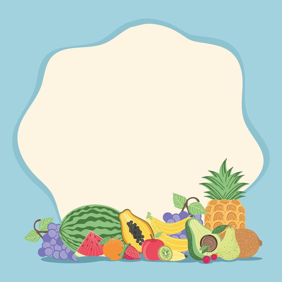 insignia de frutas mixtas vector