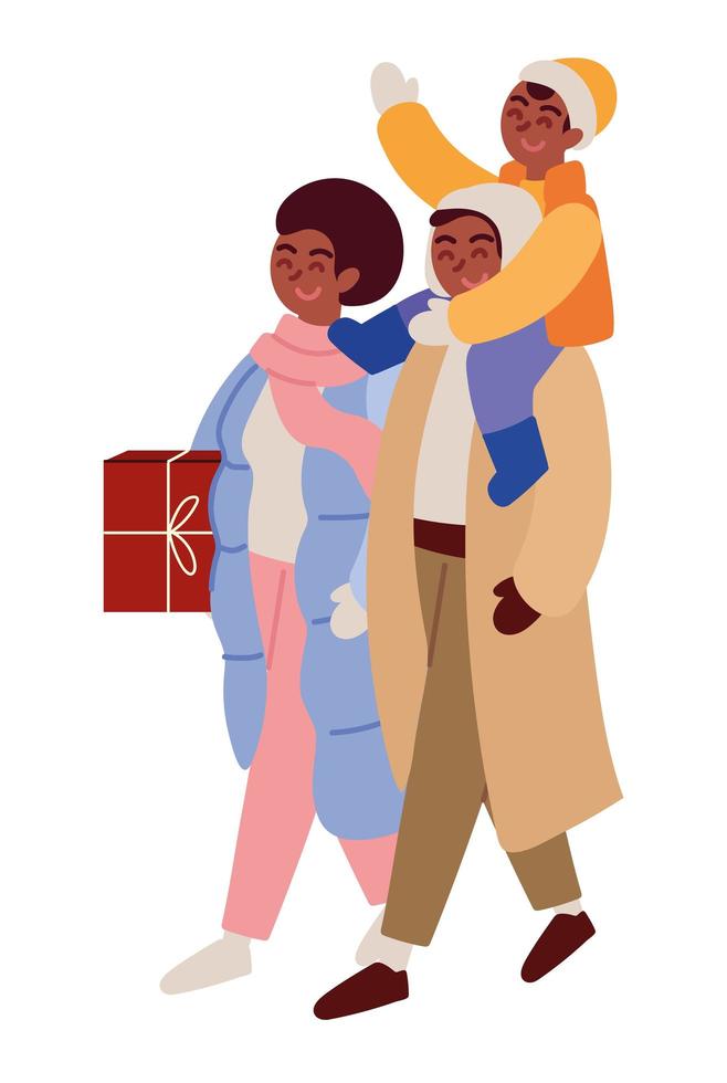 family and christmas gift vector