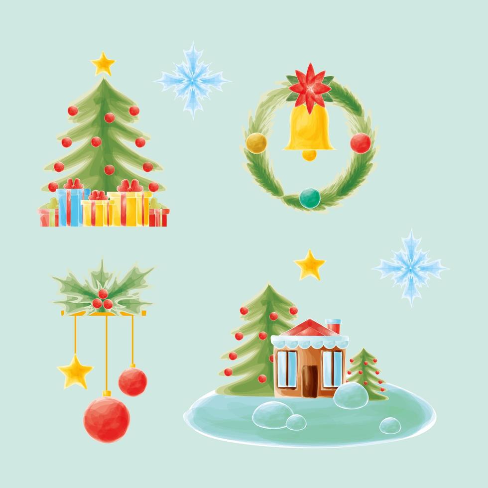 icons merry christmas vector