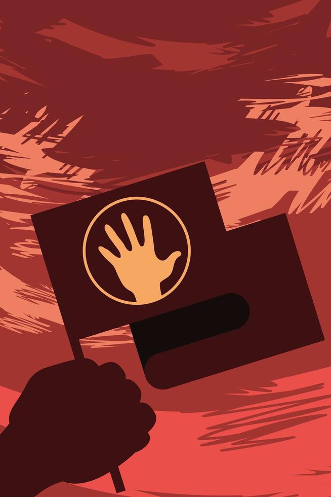 mano con bandera de derechos humanos vector