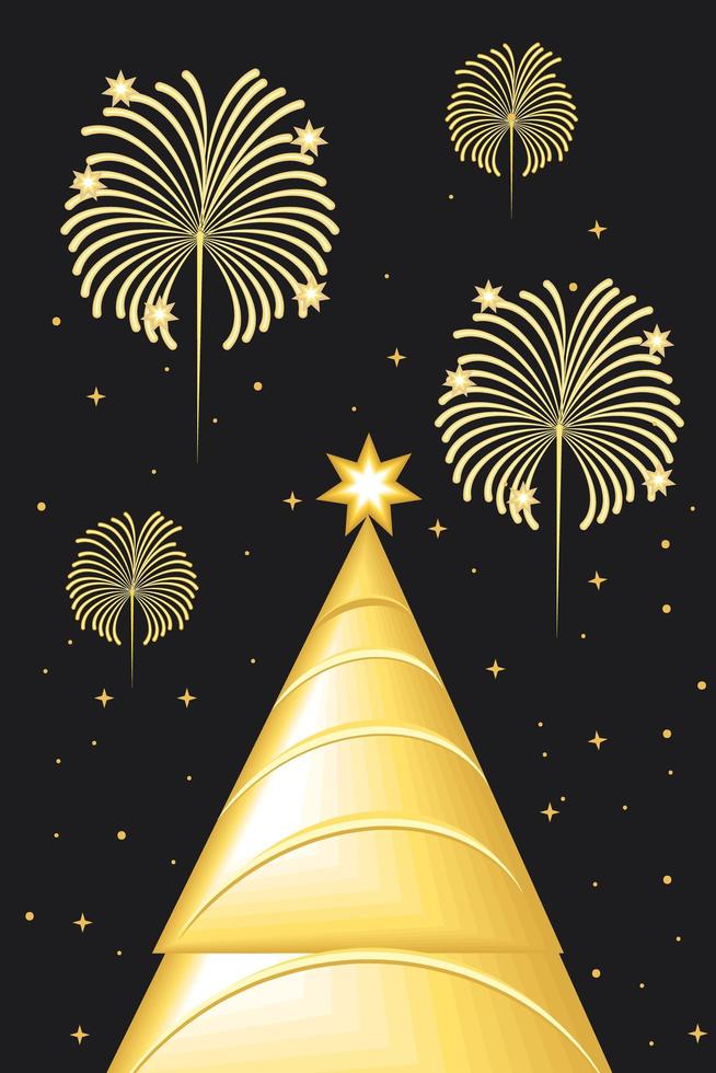 new year gold tree vector