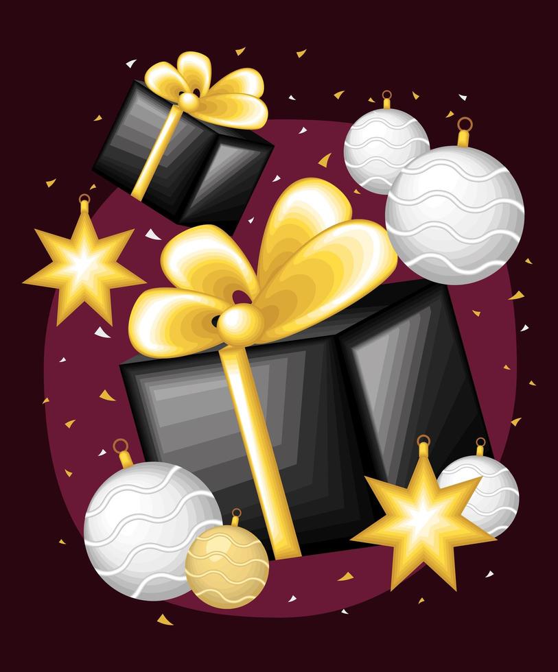 regalos negros y bolas vector