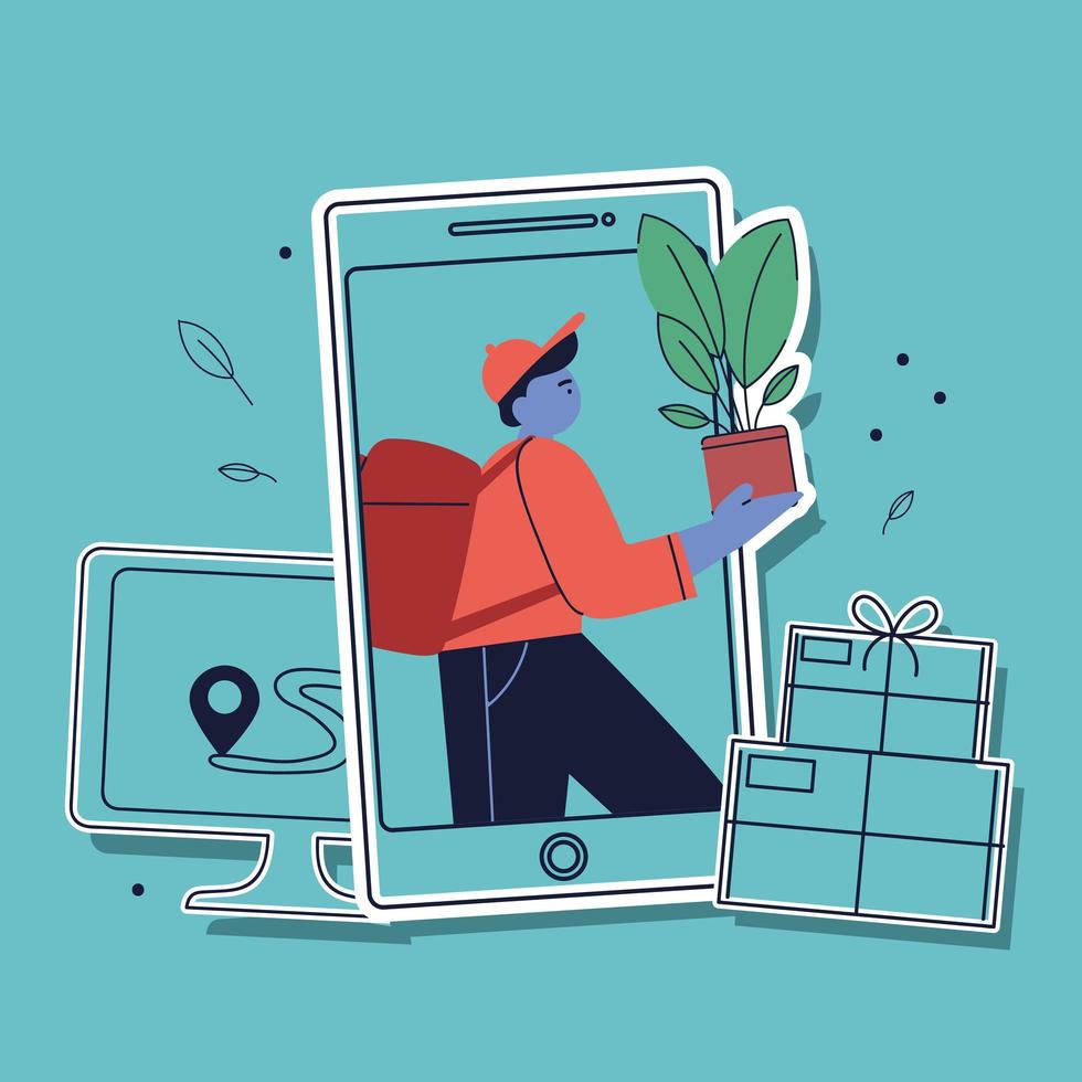 online shopping delivery vector