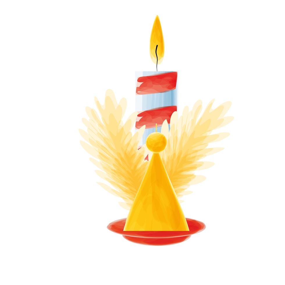 christmas angel and candle vector