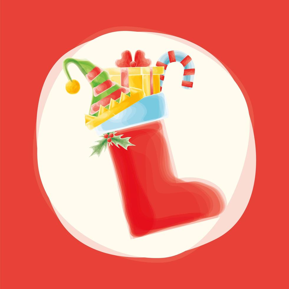 christmas stocking gifts vector