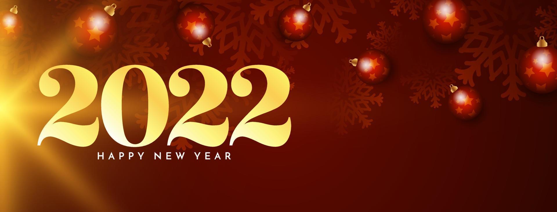 Happy new year 2022 red decorative banner design vector