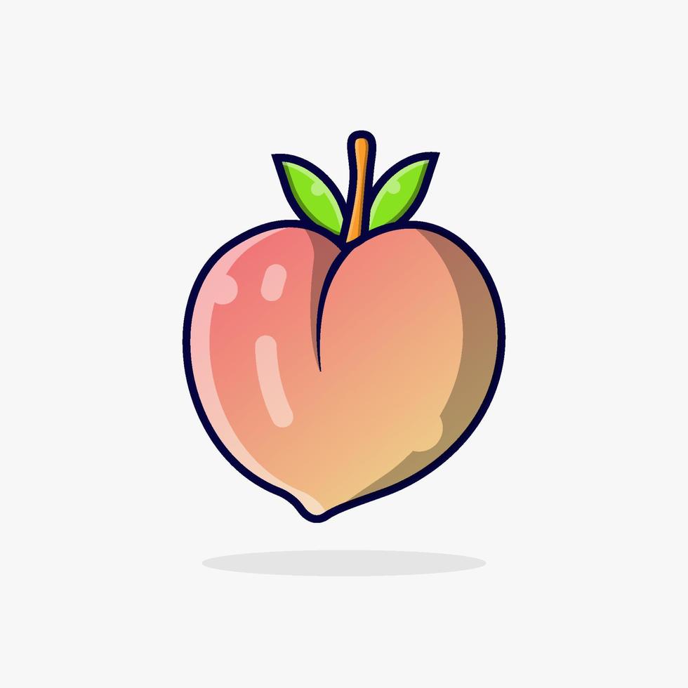 peach fruit illustration simple, peach fruit vector isolated, peach fruit design on white background