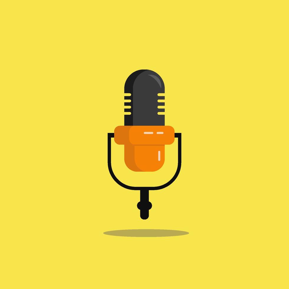 microphone illustration with simple style on yellow background. microphone isolated design, mircrophone vector