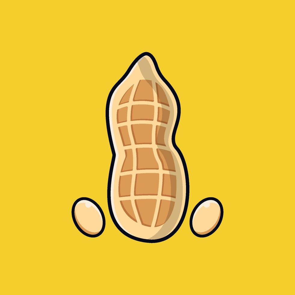 peanut illustration with simple style with line, peanut vector isolated design