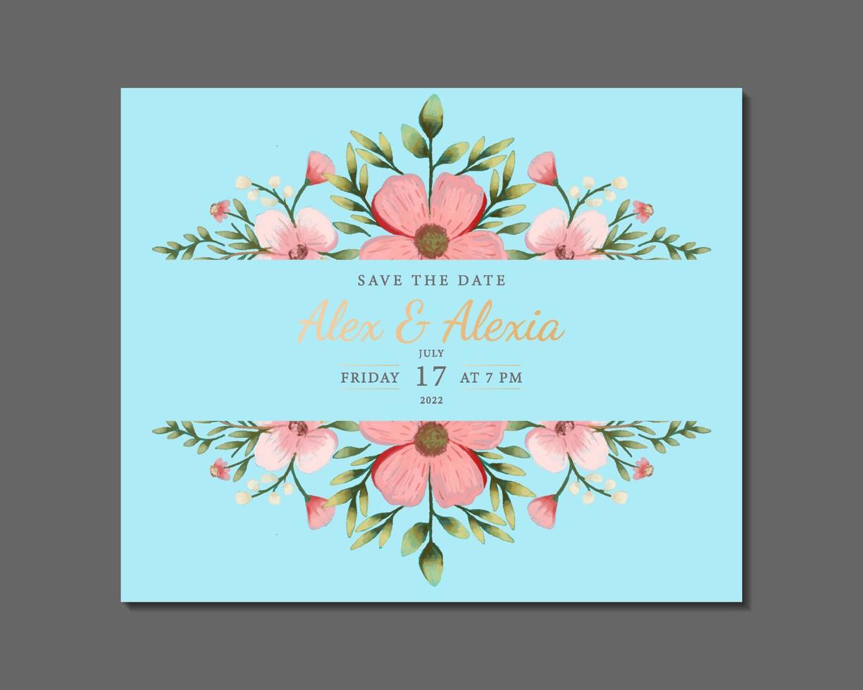 elegant hand drawn floral wedding invitation card. vector design