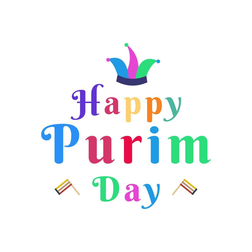happy purim day with colorful text vector