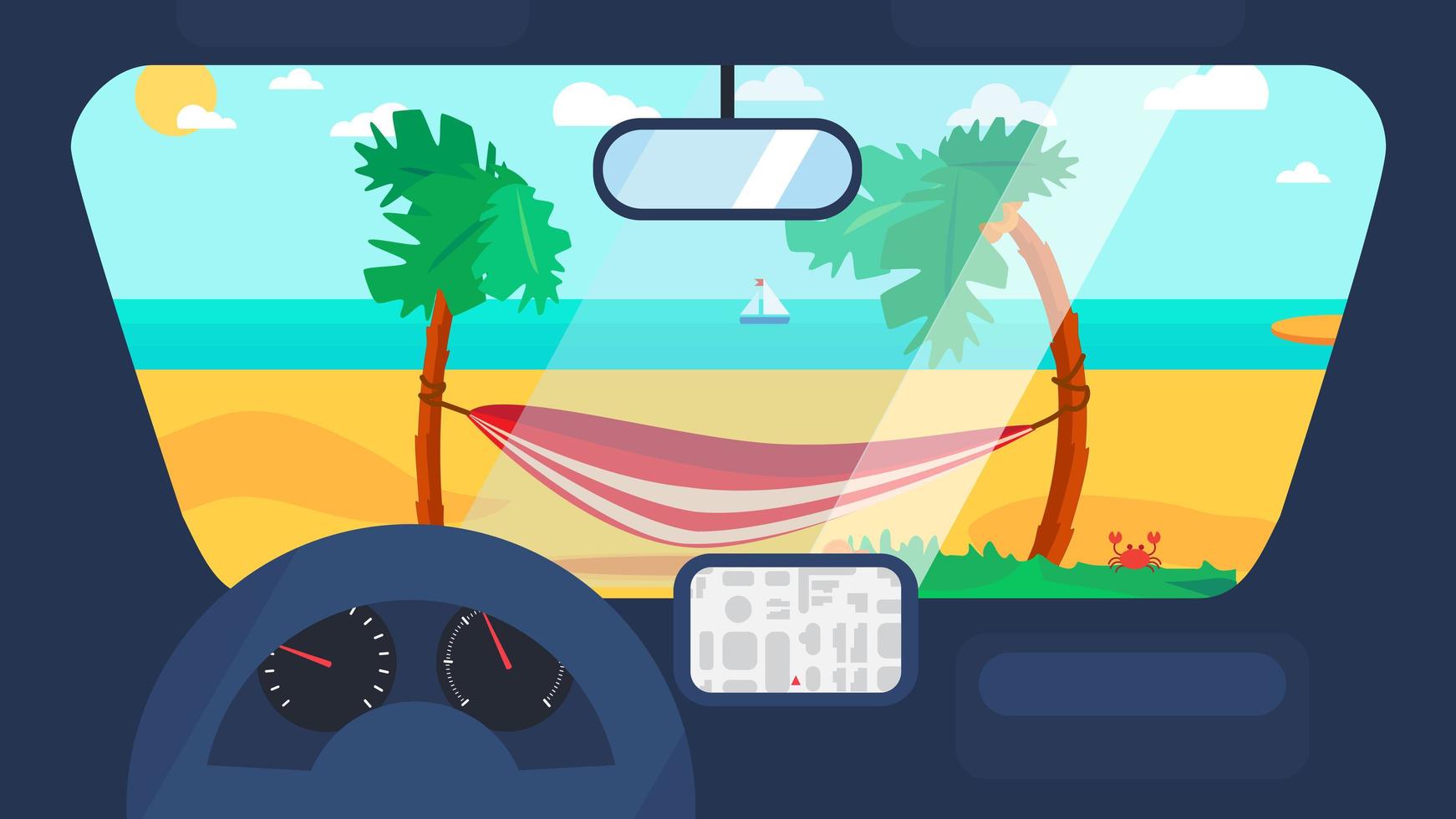 viajes de verano en coche vector