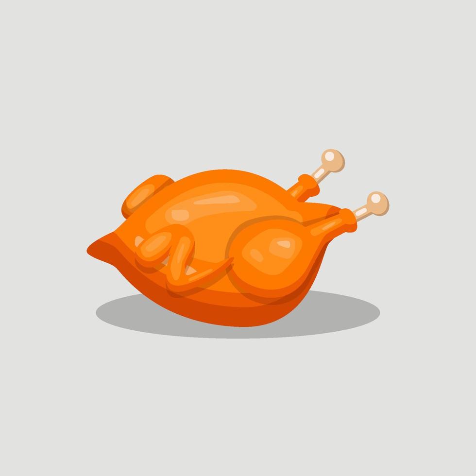 estilo plano de ilustración de pollo asado, vector de pollo asado, icono de pollo asado, diseño aislado de pollo asado