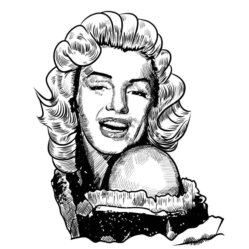 Surakarta, Indonesia - 2 de diciembre de 2021, marilyn monroe potrait iillustration sobre fondo blanco. vector