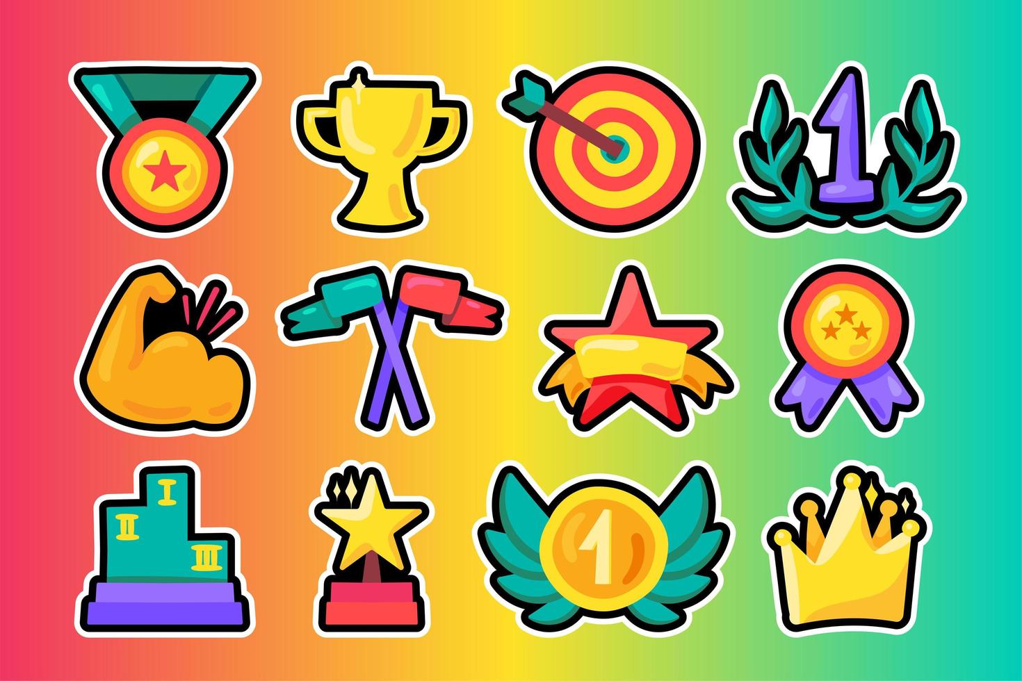 Awards flat illustrations set vector