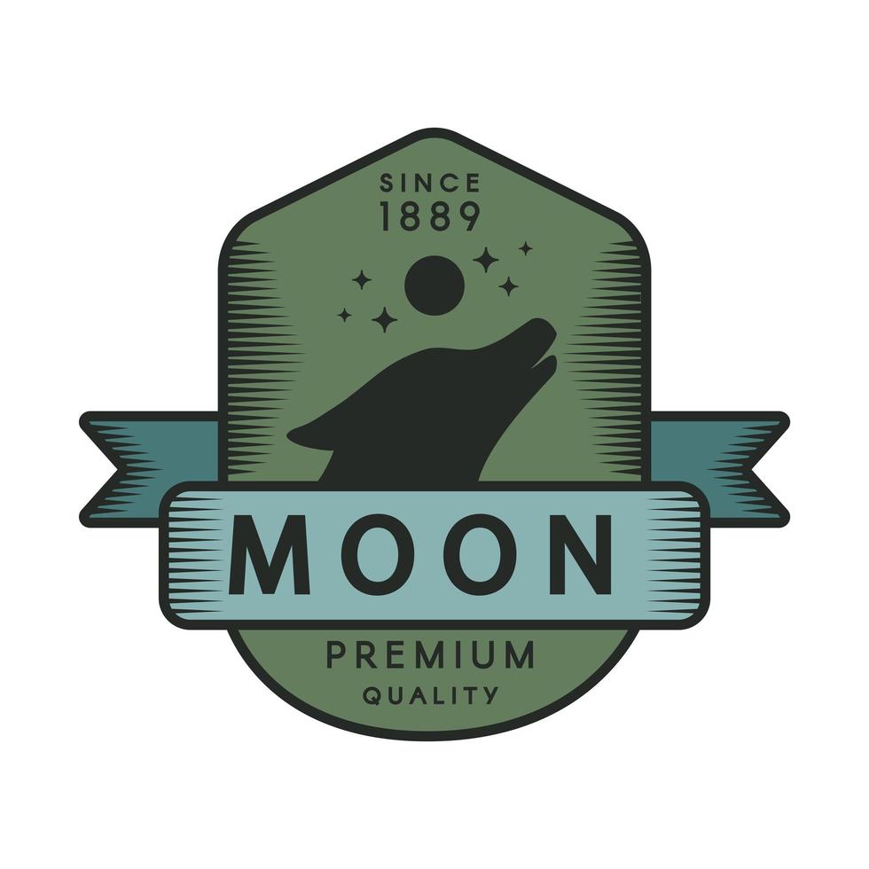 Moon color retro logo template vector