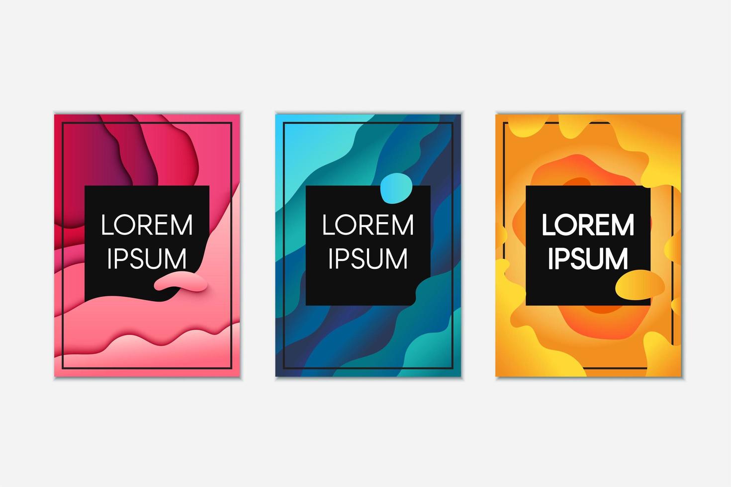 Abstract papercut banner set vector
