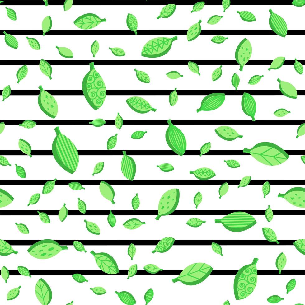 Green stylized leaves color seamless vector pattern