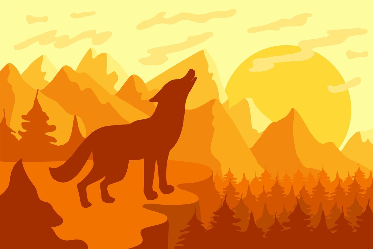 Howling at the moon wild wolf vector