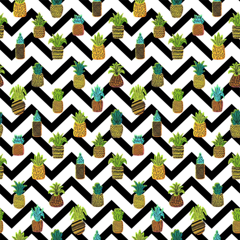 Whole pineapples vector seamless pattern