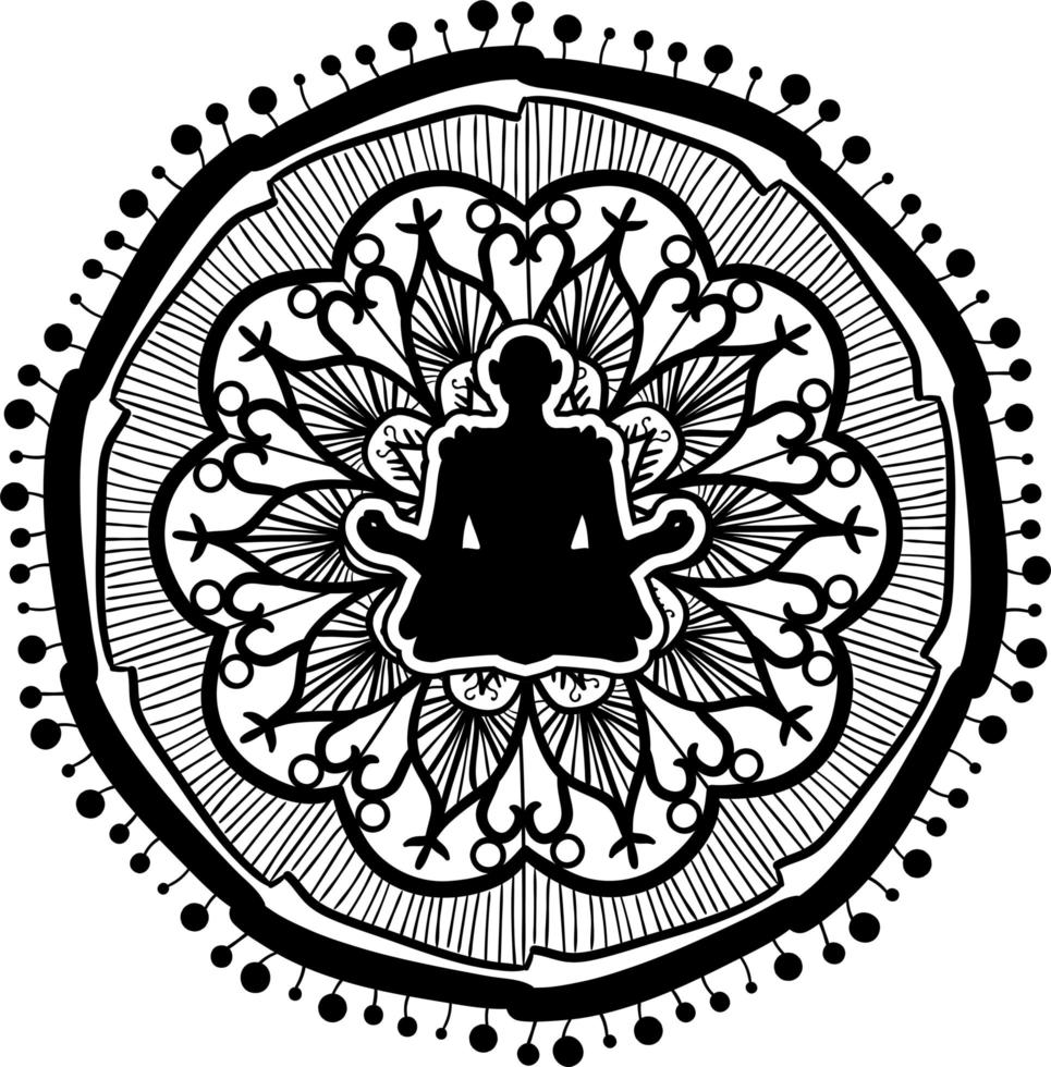Person sitting in lotus pose silhouette vector