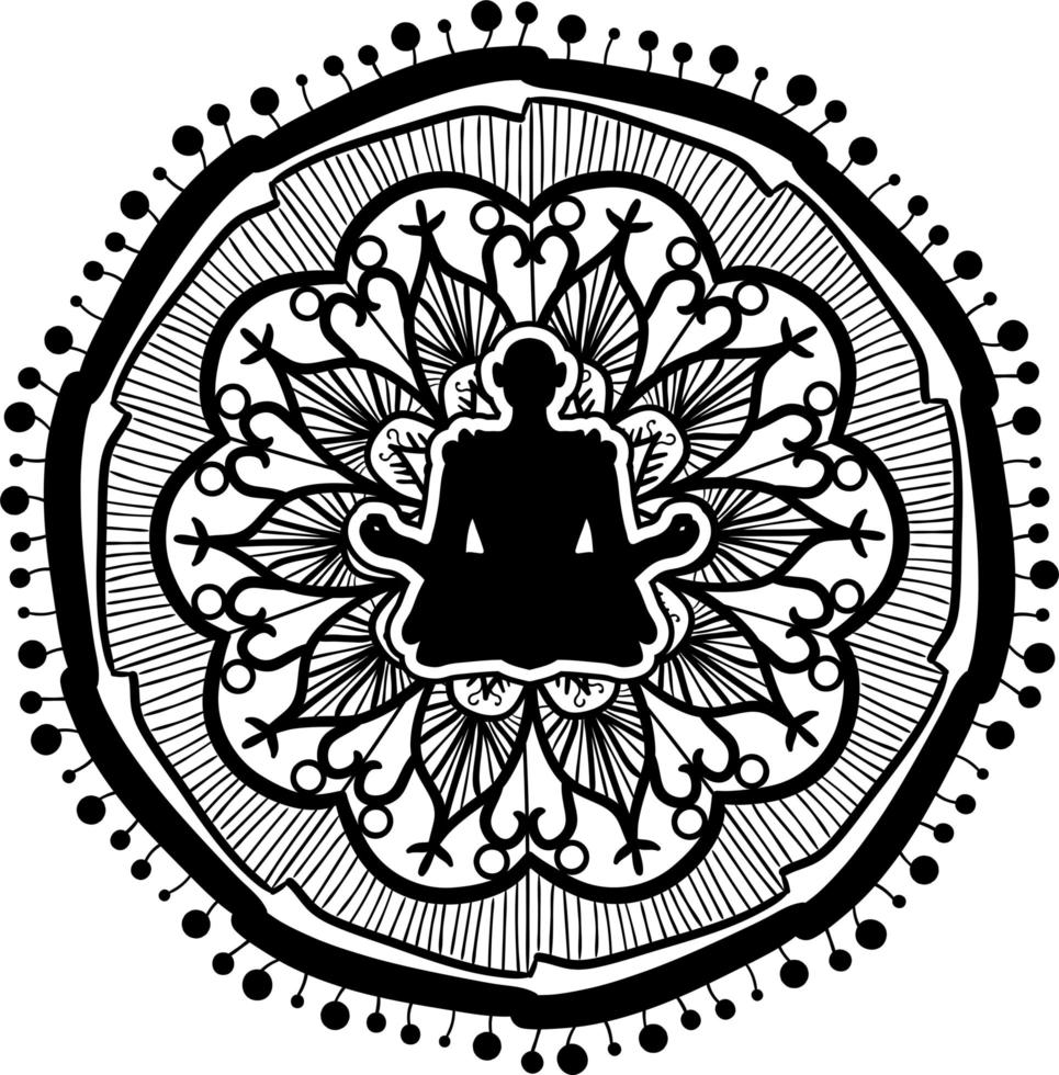 Person sitting in lotus pose silhouette vector