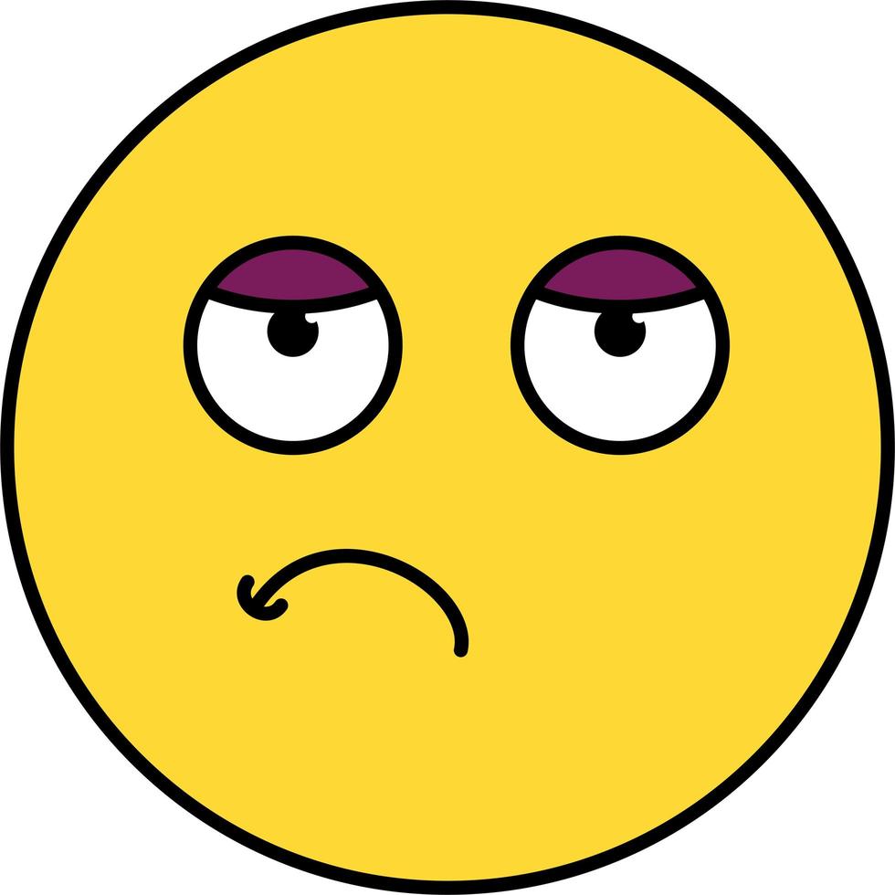 Bored, tired emoji illustration vector