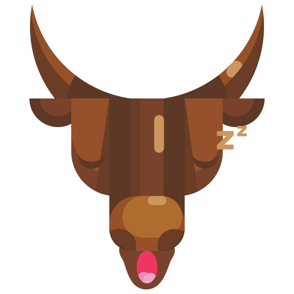 Sleeping bull face emoji, tired cow napping icon isolated emotion sign vector