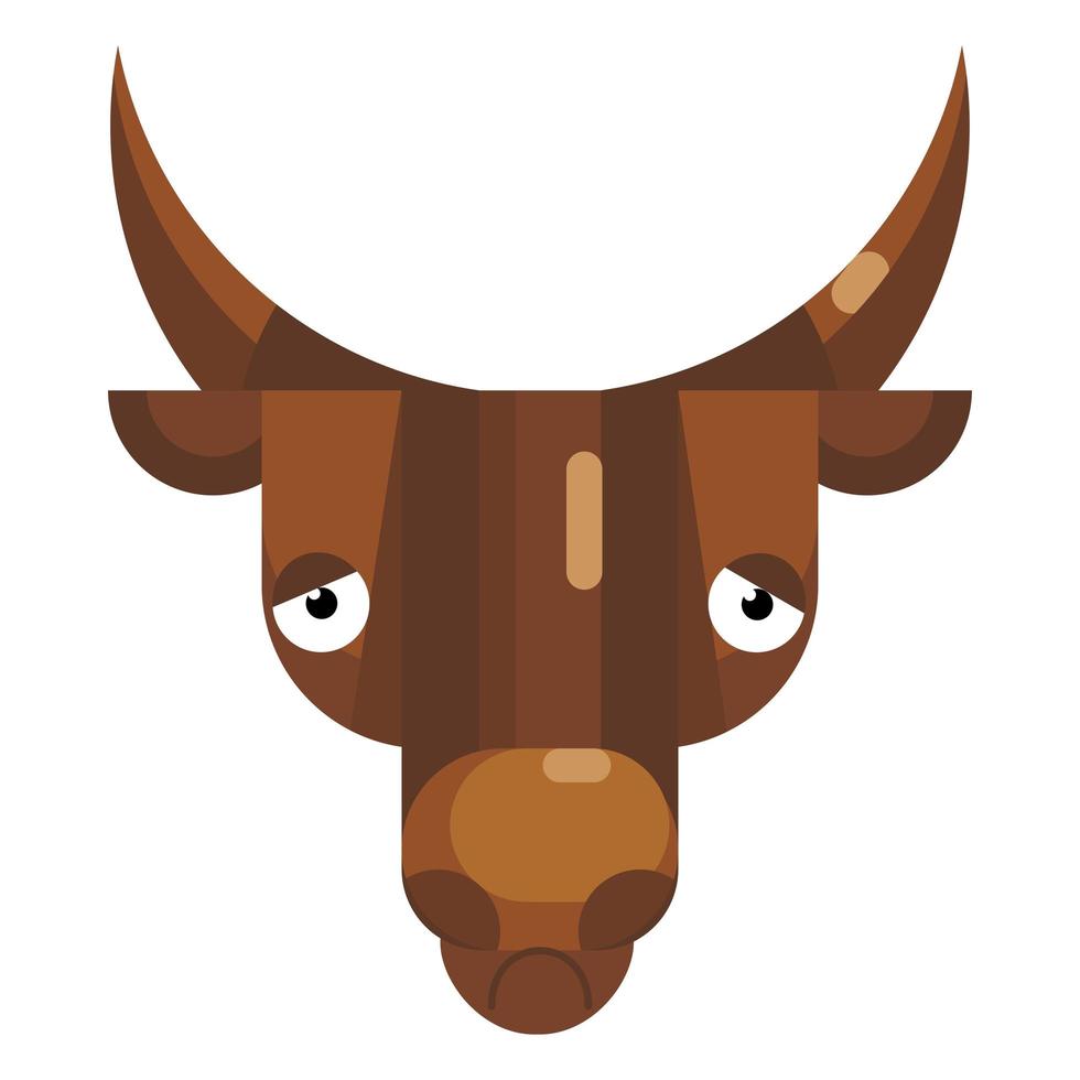 Cara de toro triste emoji, icono de vaca deprimido o pensativo signo aislado vector